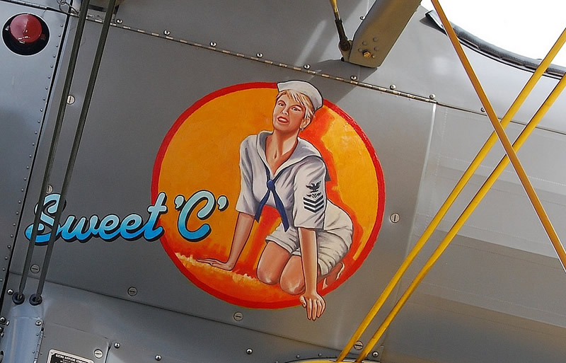 Nose art on Boeing Stearman N68461... "Sweet C"